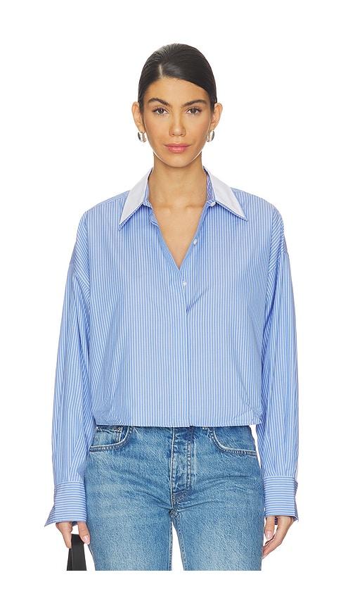 rag & bone marin stripe layered shirt in blue,white. - size m (also in s)
