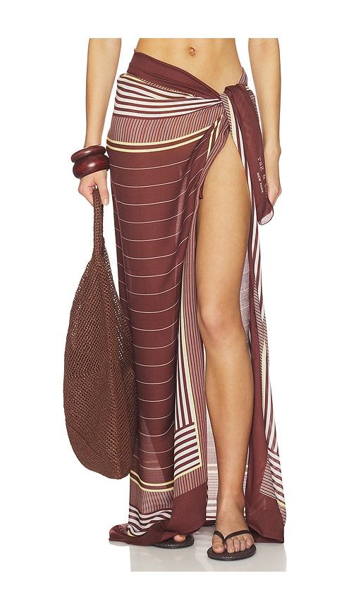 rag & bone pin stripe scarf in burgundy.