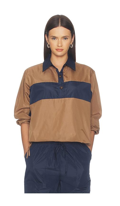 rag & bone taffeta rugby shirt in brown. - size m (also in s)