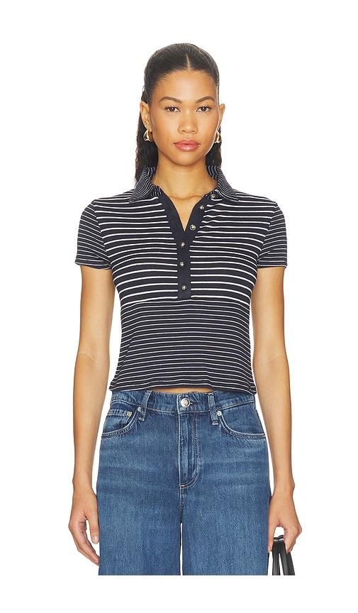 rag & bone the knit button stripe polo tee in multi. - size s (also in xxs)