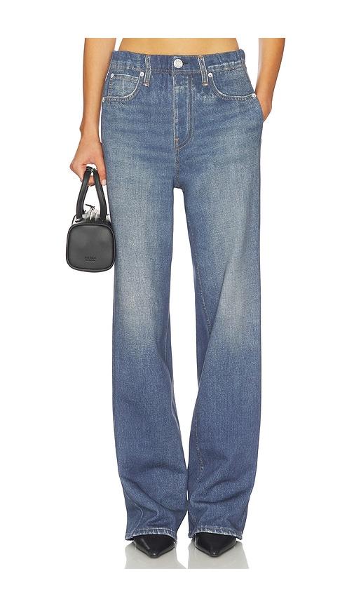rag & bone x revolve rb miramar fleece wide leg jeans in navy. - size m (also in xs, s)