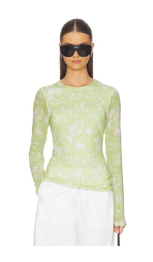rag & bone yana printed mesh long sleeve tee in yellow in yellow. - size l (also in xxs, xs, s, m)
