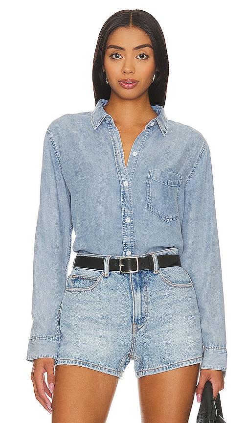 rails ingrid top in denim-light. - size s (also in xs, l, xl)