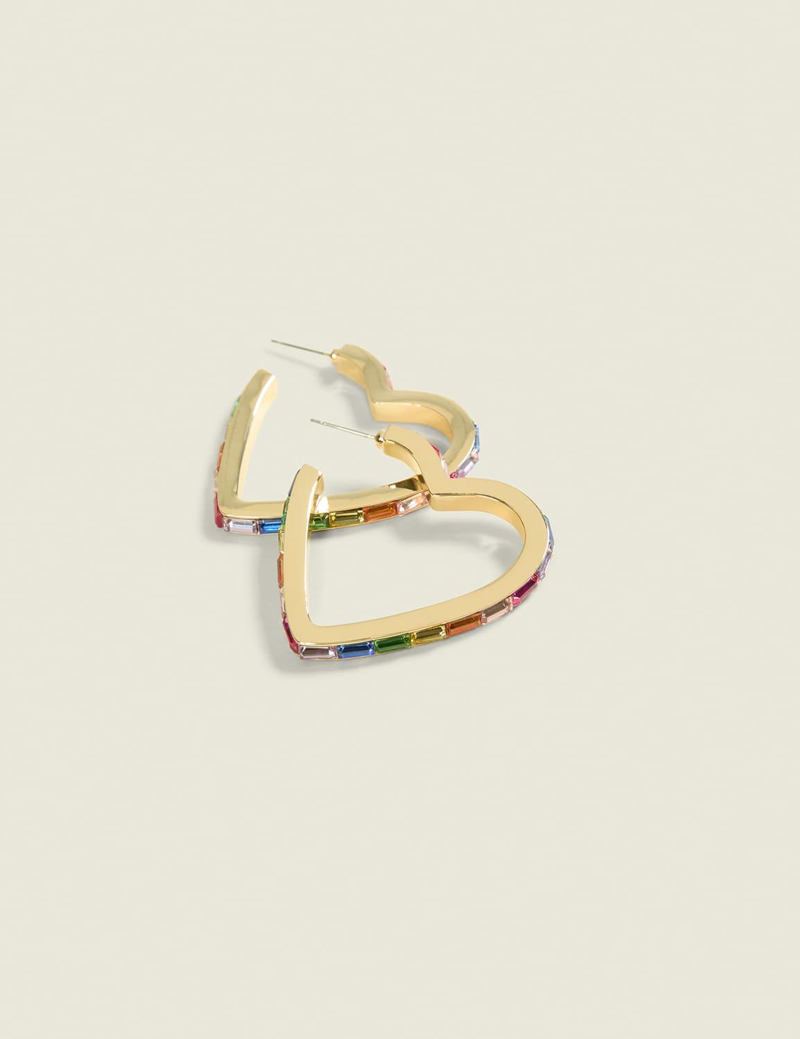 rainbow heart hoop earrings