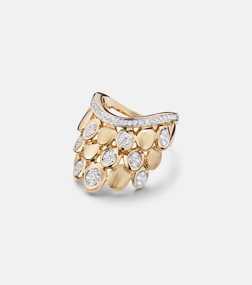 rainbow k blossom 14kt gold pinky ring with diamonds