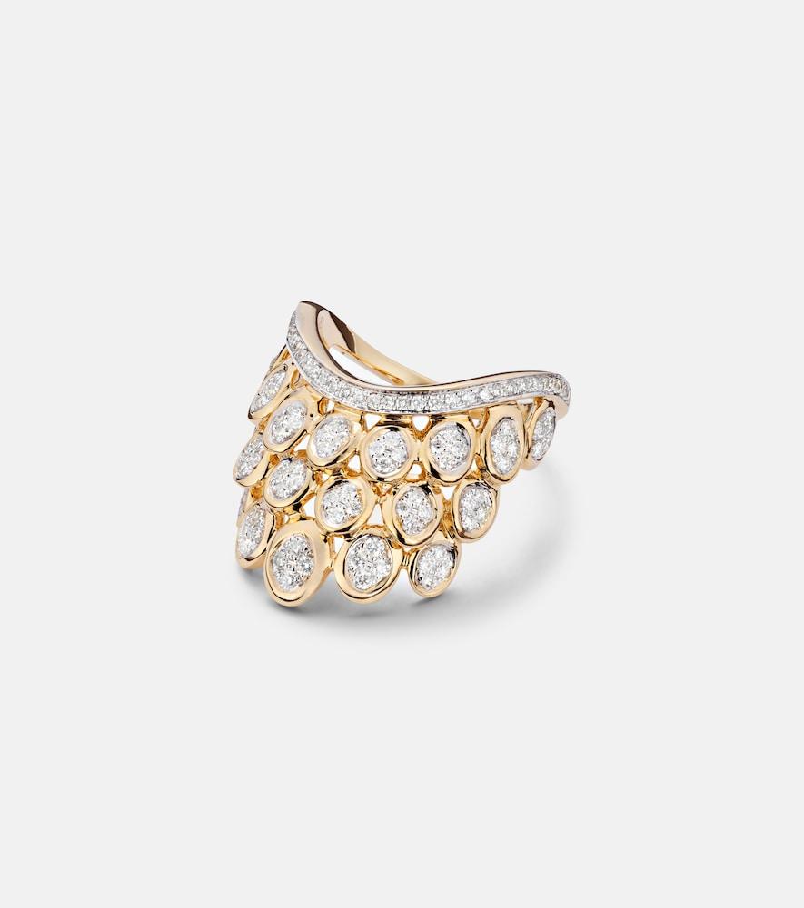rainbow k blossom 14kt gold ring with diamonds