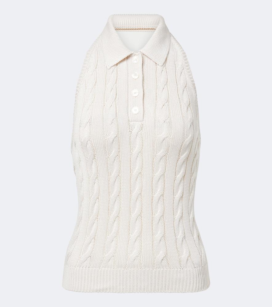 ralph lauren collection cable-knit silk top