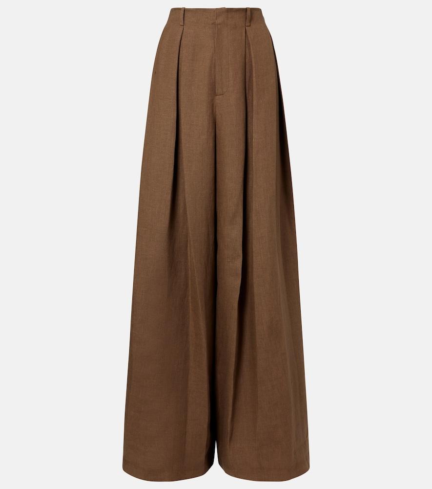 ralph lauren collection greer linen, cashmere, and silk wide-leg pants
