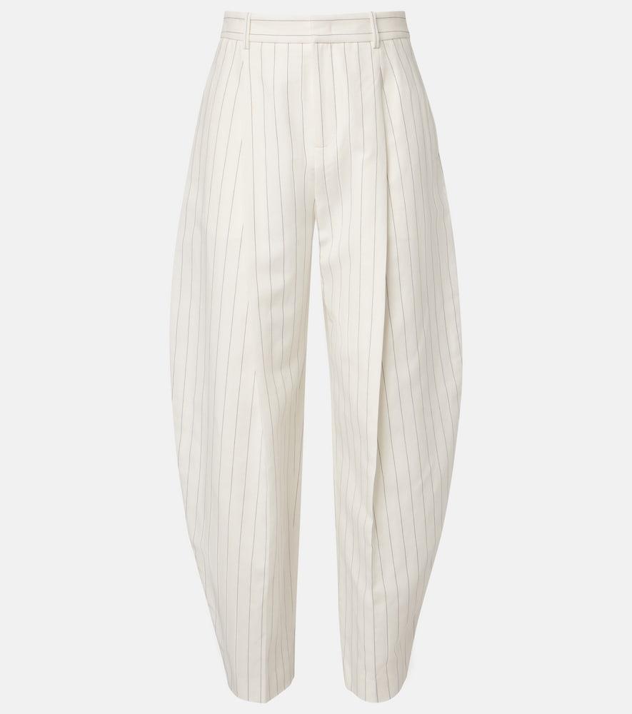 ralph lauren collection harlo striped cotton, linen and wool pants