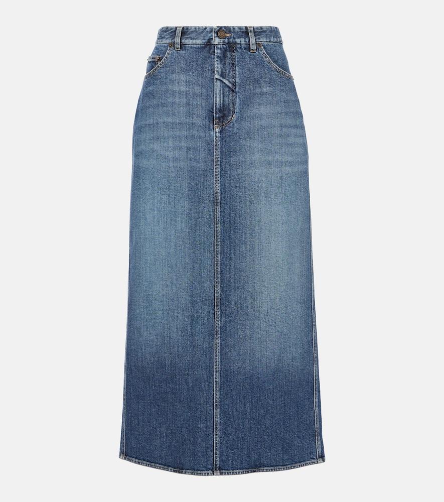 ralph lauren collection high-rise denim maxi skirt