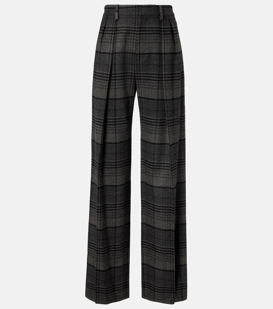 ralph lauren collection jody checked wool wide-leg pants