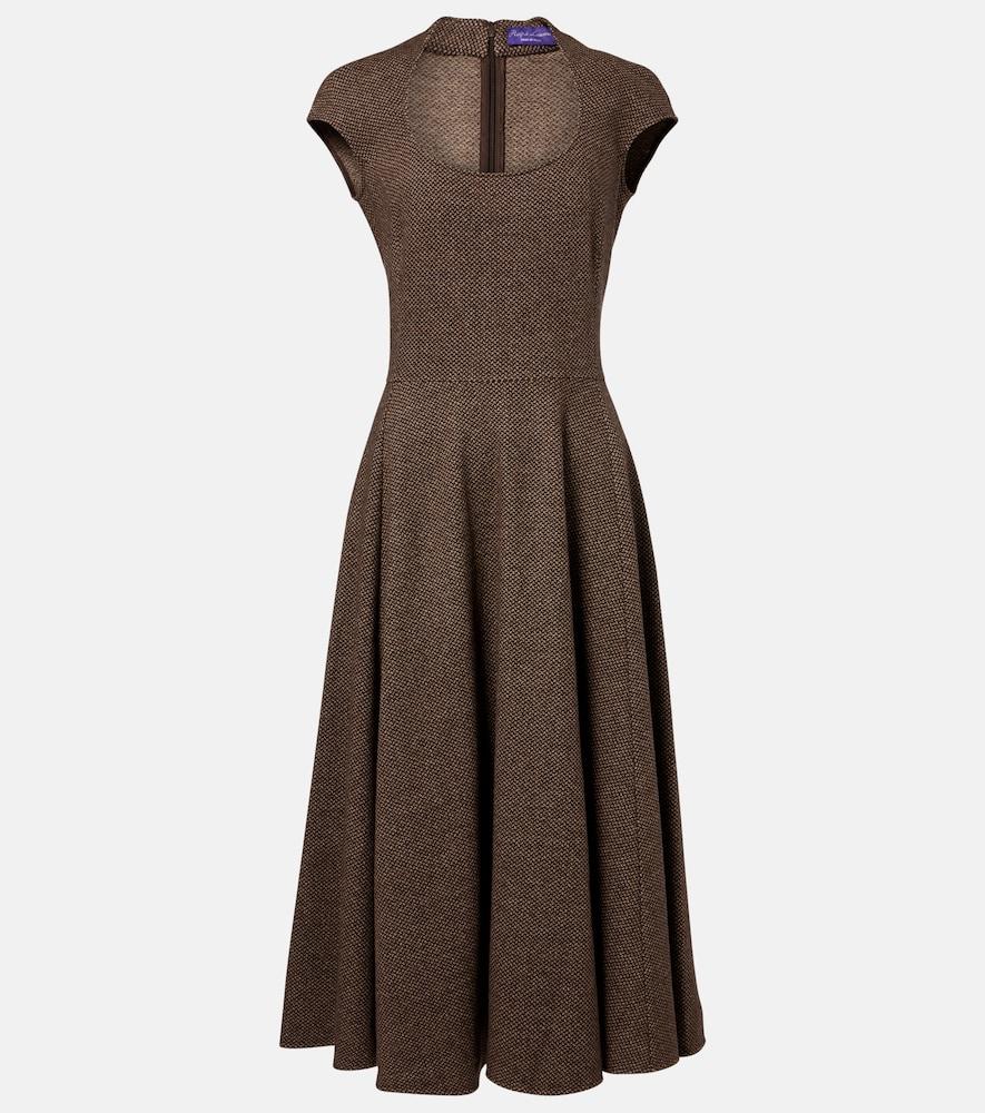 ralph lauren collection maisey wool, silk, and cashmere midi dress
