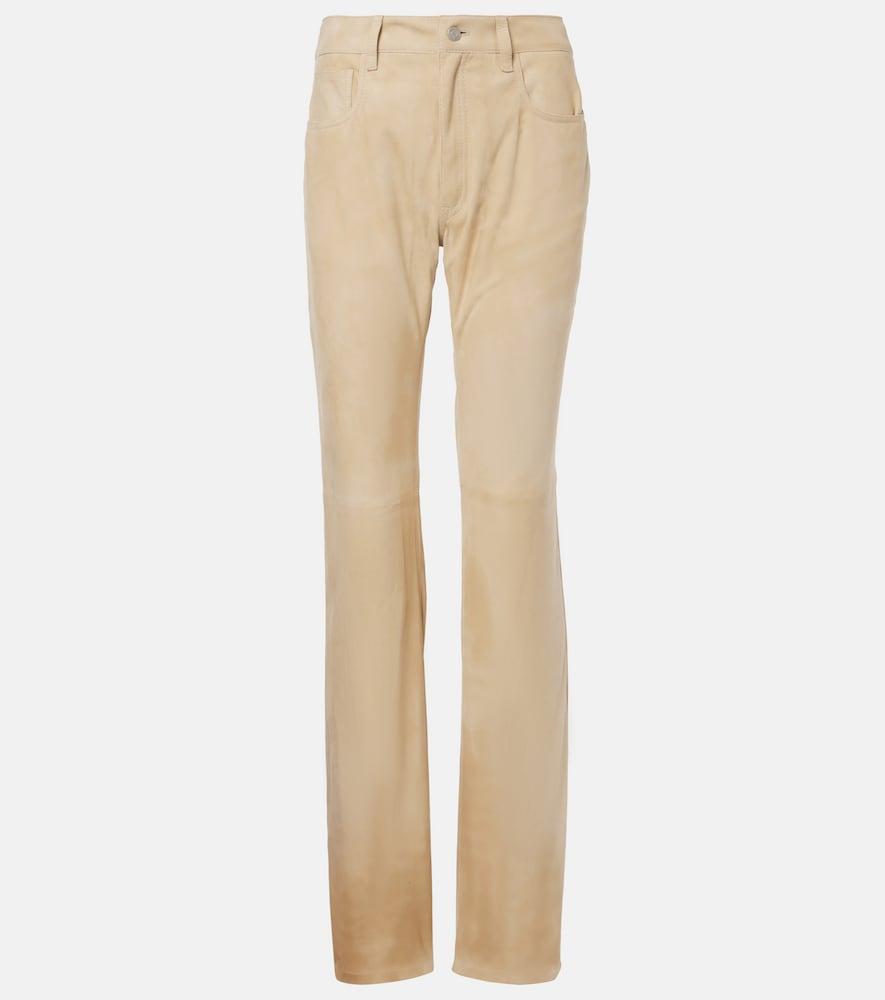 ralph lauren collection scottie low-rise leather straight pants