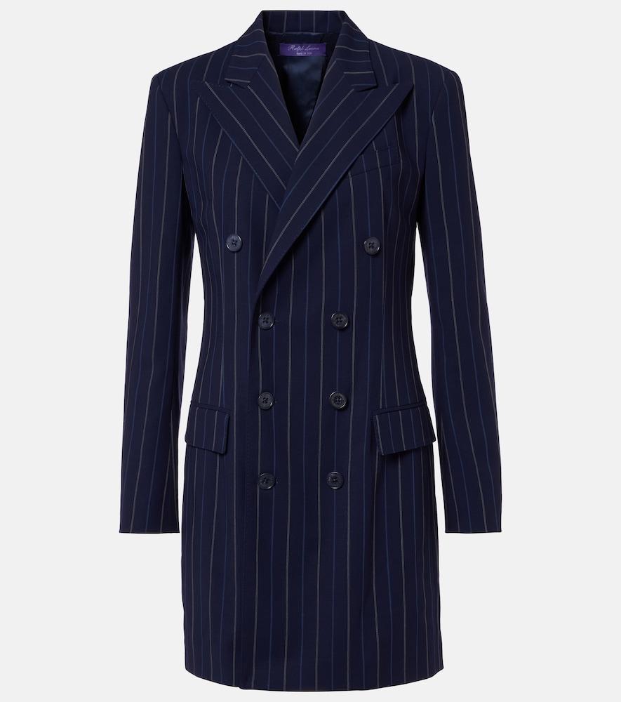ralph lauren collection striped double-breasted wool blazer dress