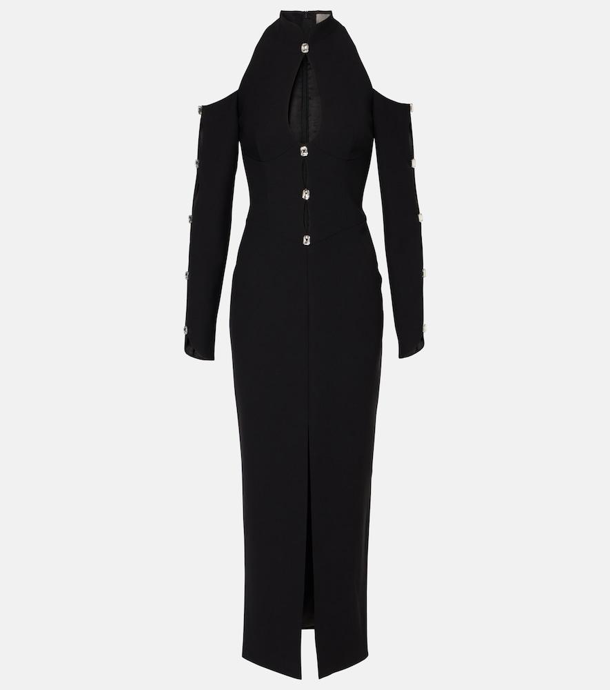 rasario crystal-embellished crêpe midi dress