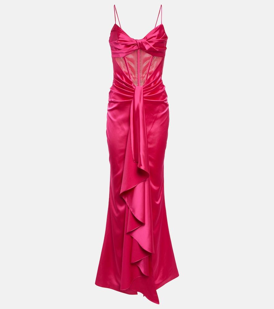 rasario draped corset satin gown