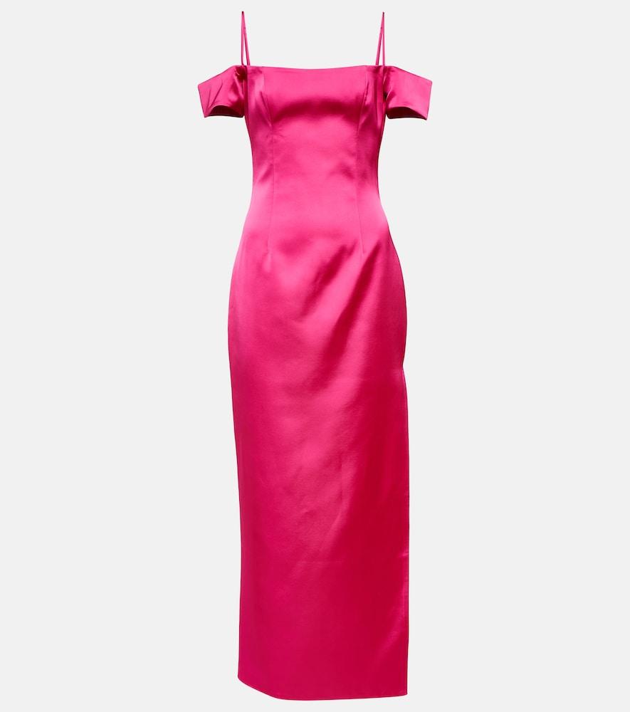 rasario off-shoulder satin gown