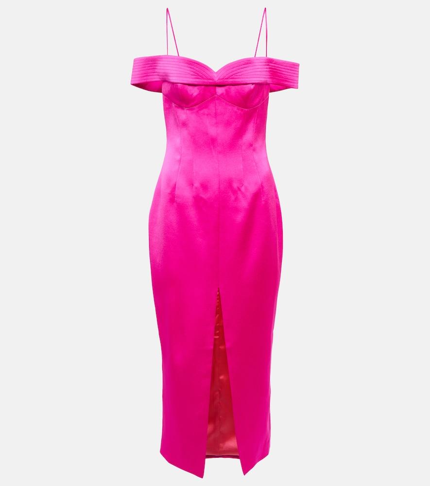 rasario off-shoulder satin midi dress