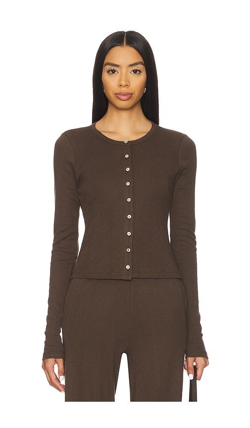 rat boi pointelle cardigan in brown. - size xl (also in xs)