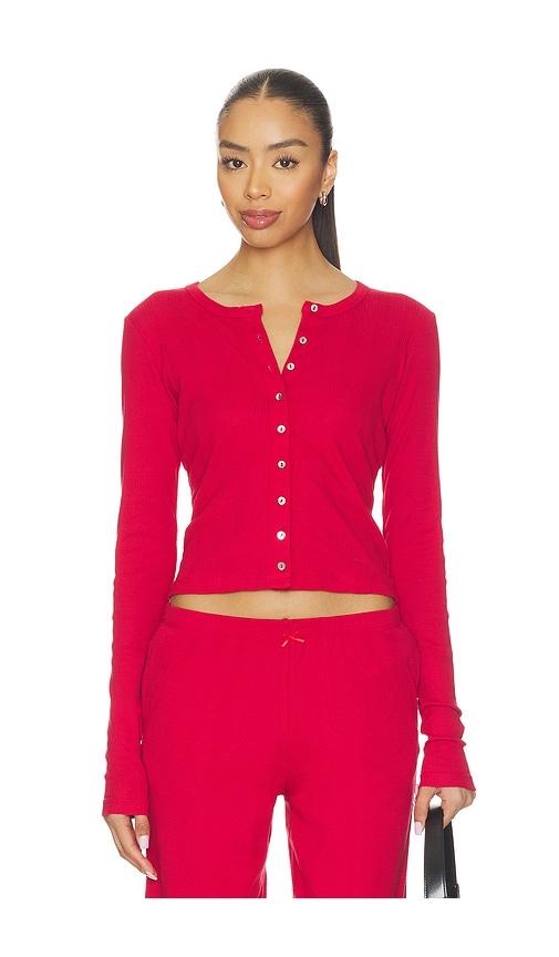 rat boi pointelle cardigan in red. - size l (also in xs, xl)