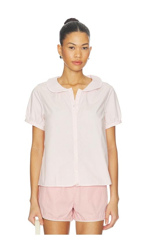 rat boi puff sleeve button down in pink. - size s (also in xl, xs)