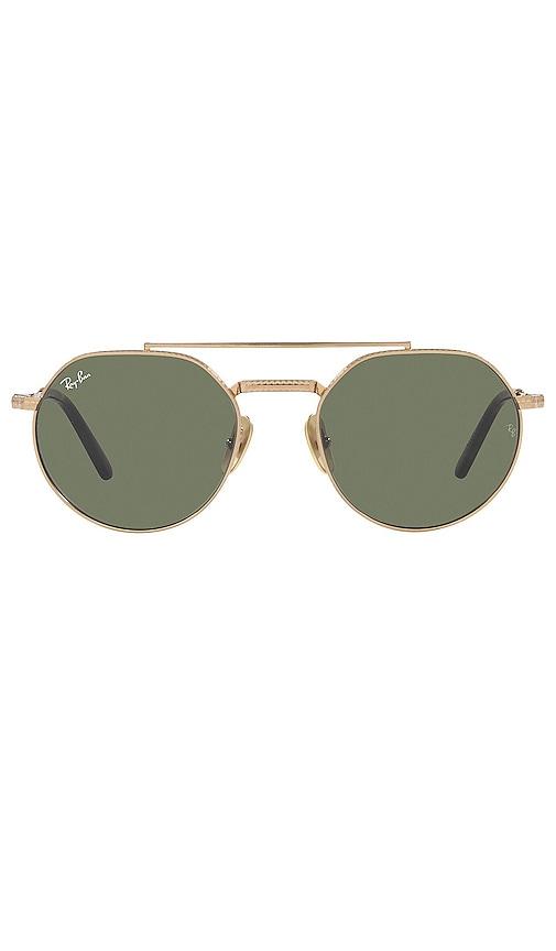 ray-ban jack ii titanium in metallic gold.