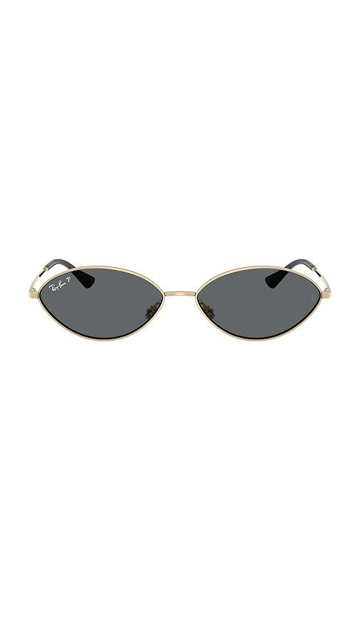 ray-ban kai oval sunglasses in metallic gold.