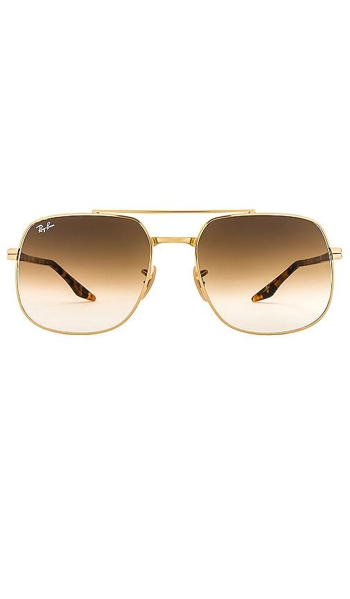 ray-ban metal square in metallic gold.