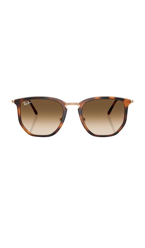 ray-ban round sunglasses in brown.