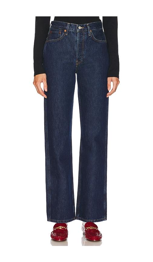 re/done 90's high rise loose jeans in denim-dark. - size 24 (also in 25, 26, 27, 28, 29, 30, 31)