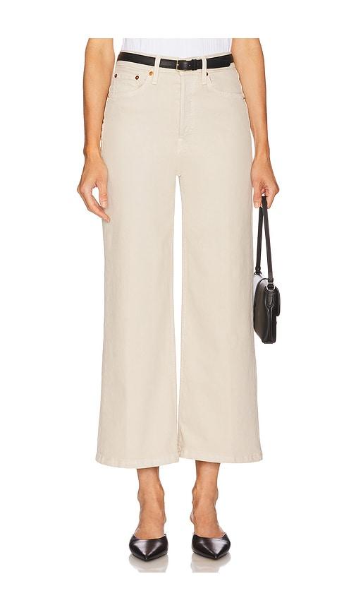 re/done high rise wide leg crop jeans in taupe. - size 23 (also in 24, 25, 26, 27, 30, 31, 32)