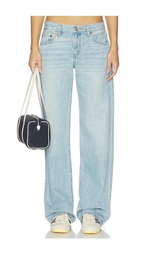 re/done loosie wide straight leg jeans in blue. - size 24 (also in 25, 26, 28, 29, 30, 32)