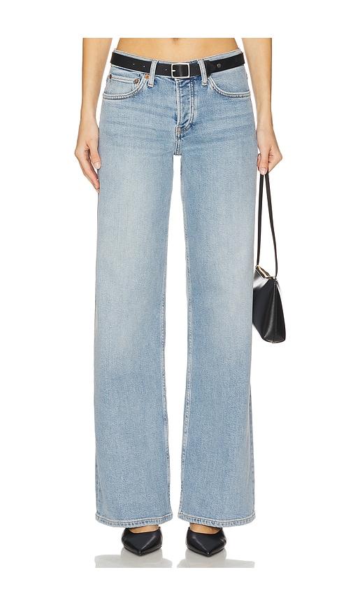 re/done mid rise wide leg jeans in blue. - size 27 (also in 28, 29, 31)