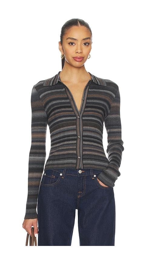 re/done ribbed polo cardi in black. - size l (also in xs, s, m)
