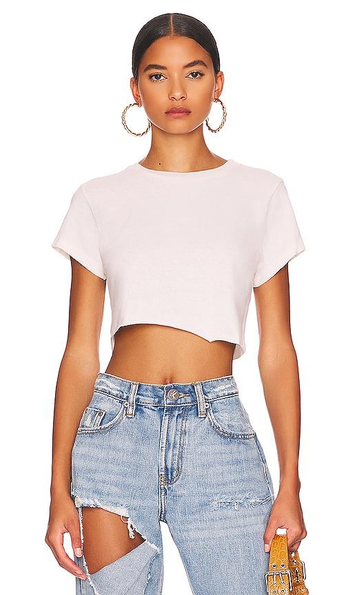 re/done x hanes cropped 60's slim tee in white. - size l (also in xs)