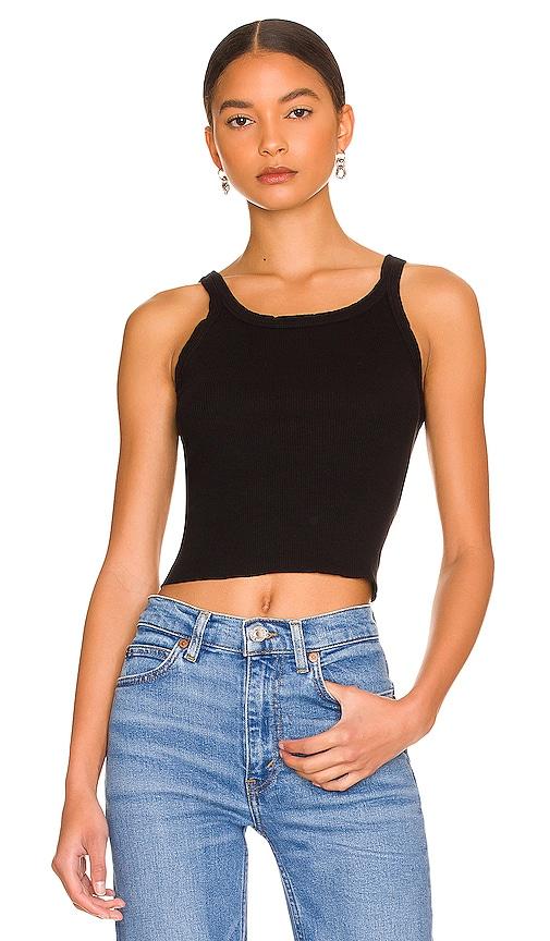 re/done x hanes cropped rib tank in black. - size l (also in xs, s, m)
