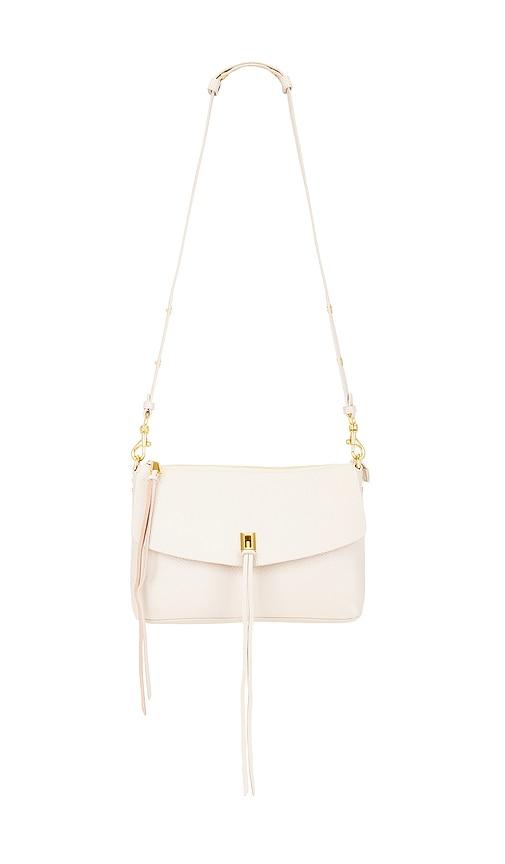rebecca minkoff darren top zip shoulder bag in ivory.