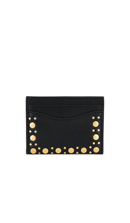 rebecca minkoff mab studded card case in black.