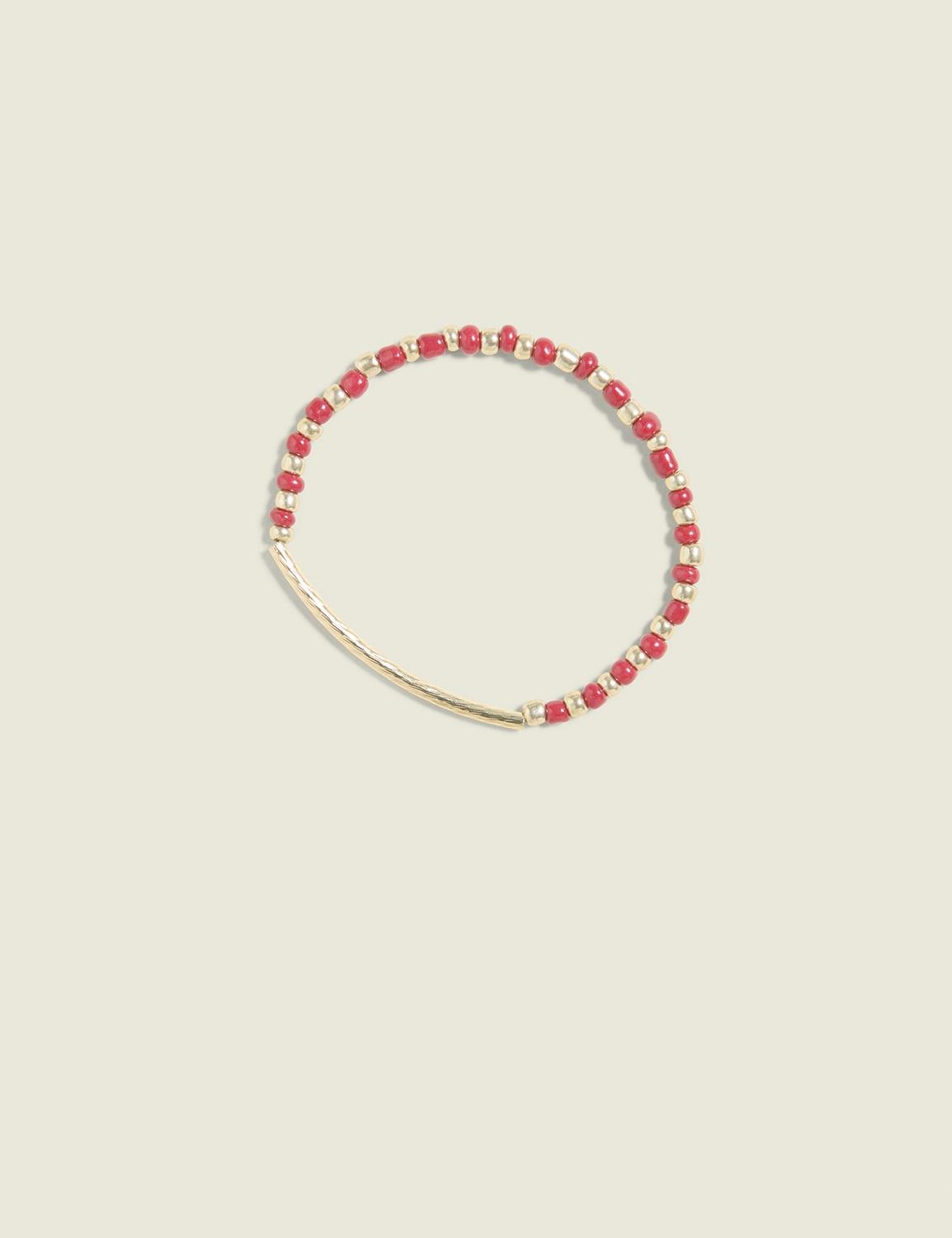 red & goldtone stretch bracelet