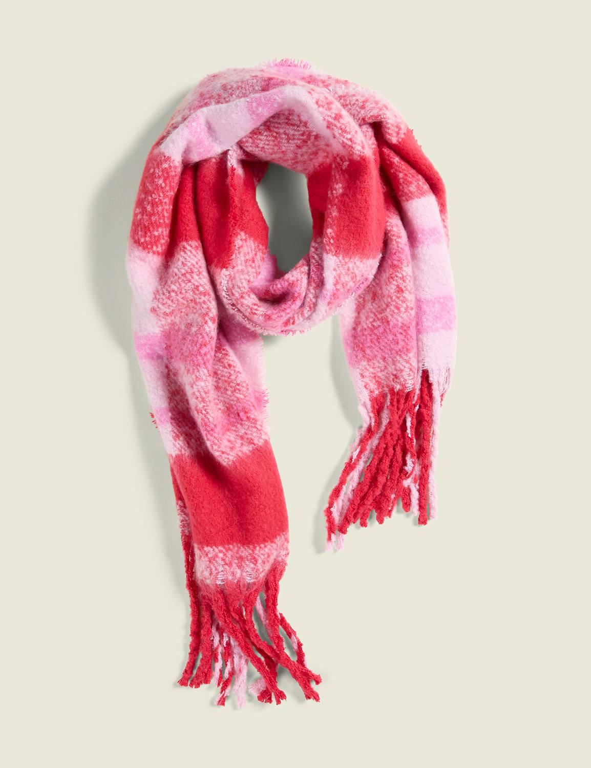 red & pink plaid scarf