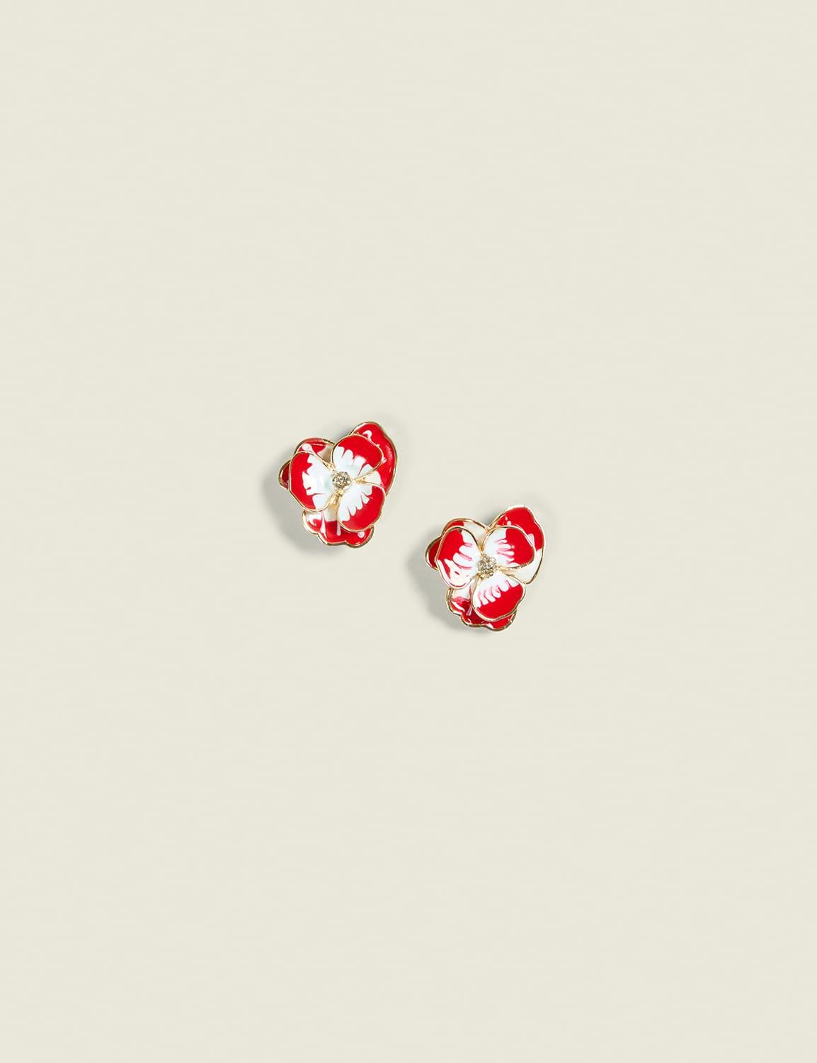 red flower stud earrings