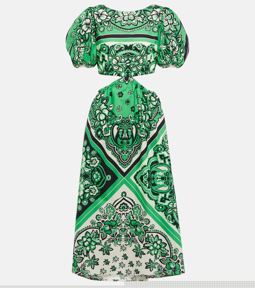 redvalentino printed cotton midi dress