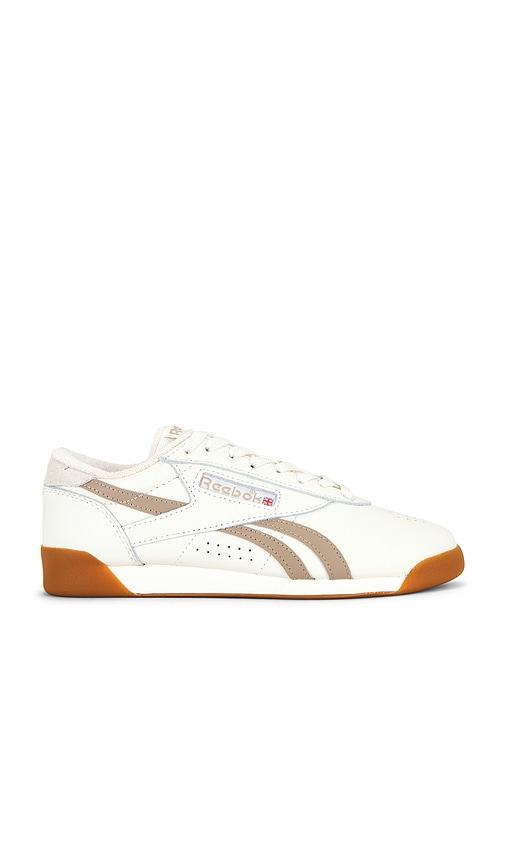 reebok freestyle low sneaker in white. - size 6.5 (also in 7, 8, 9)