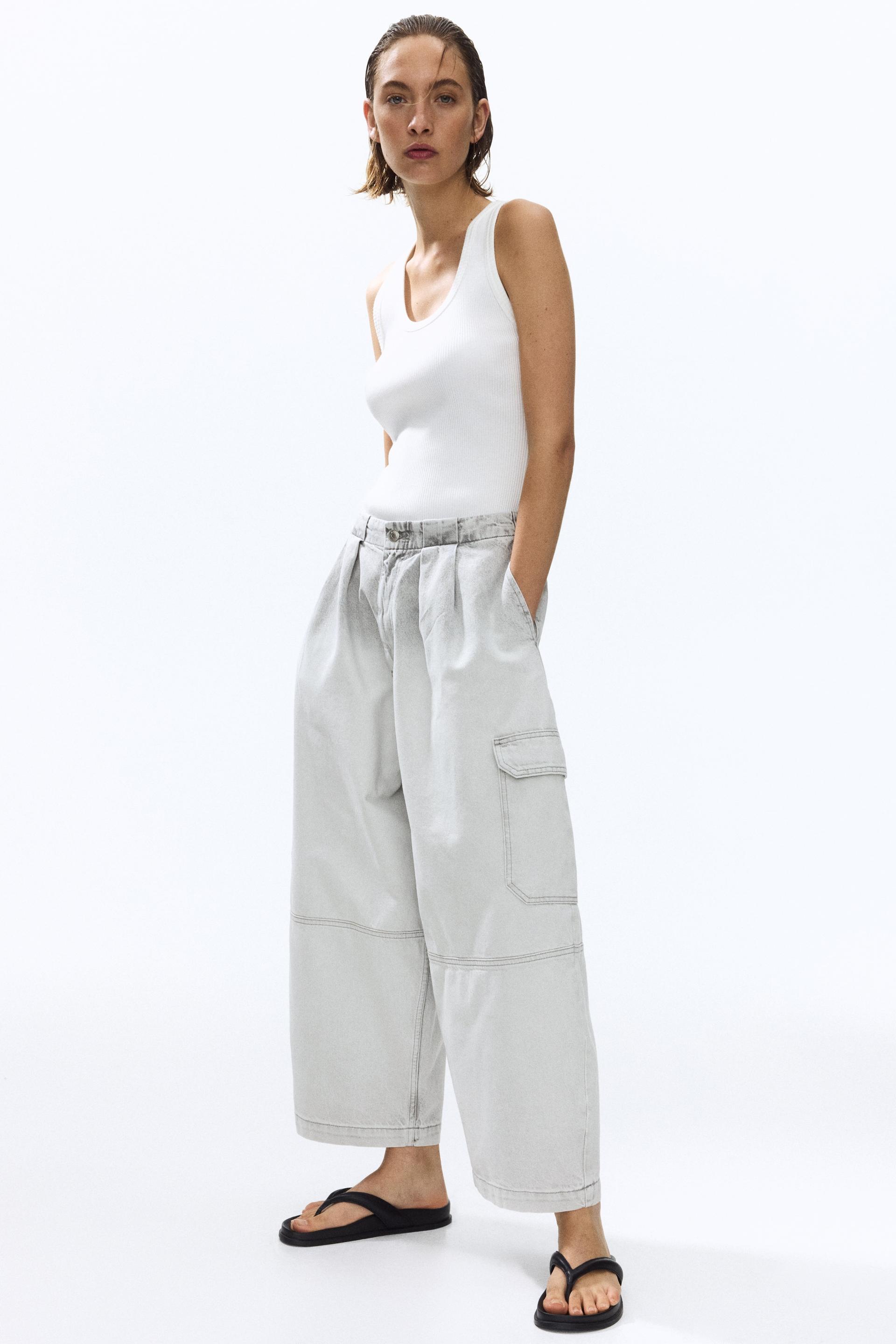 regular-waist barrel-leg ankle jeans