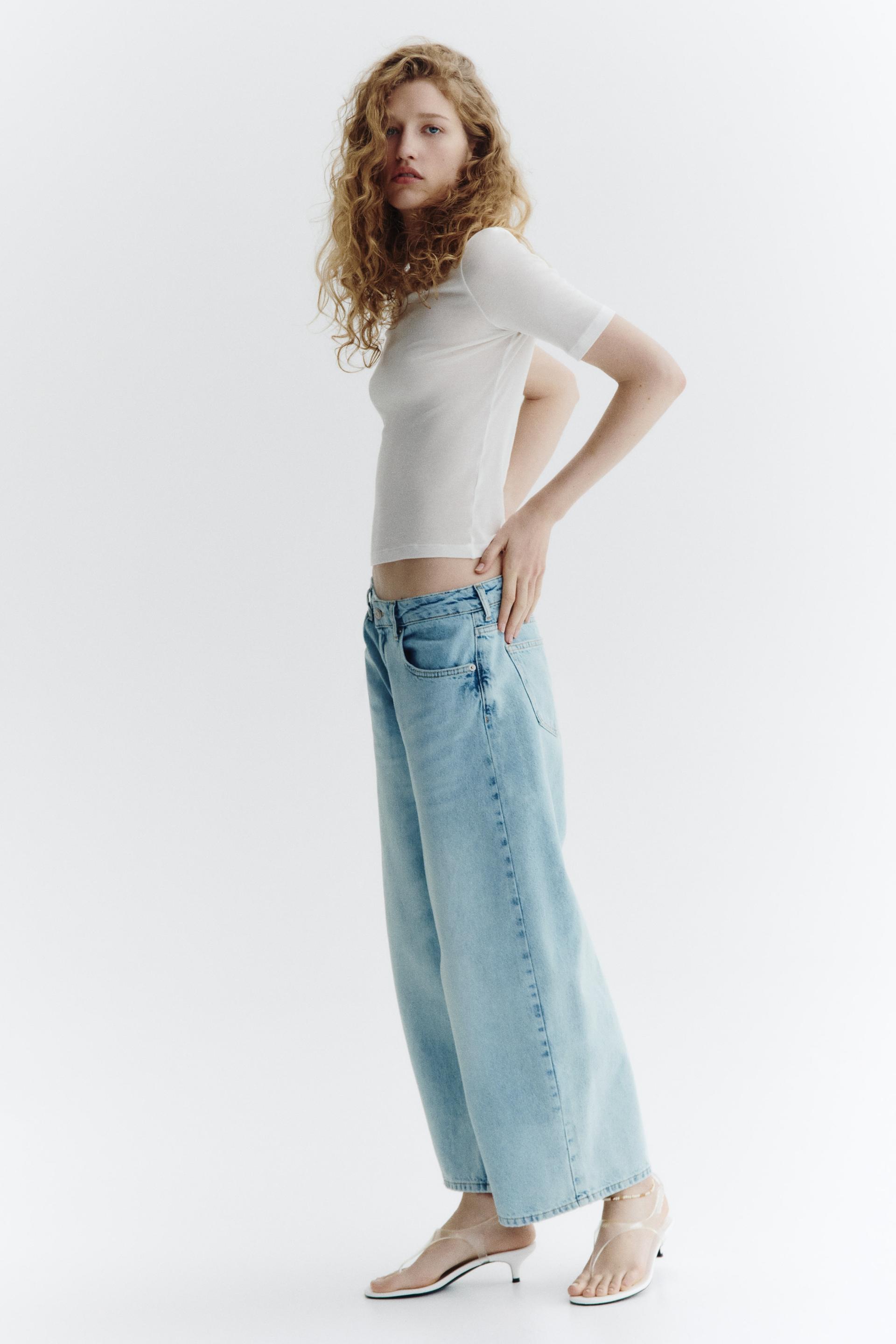 regular-waist wide-leg ankle jeans