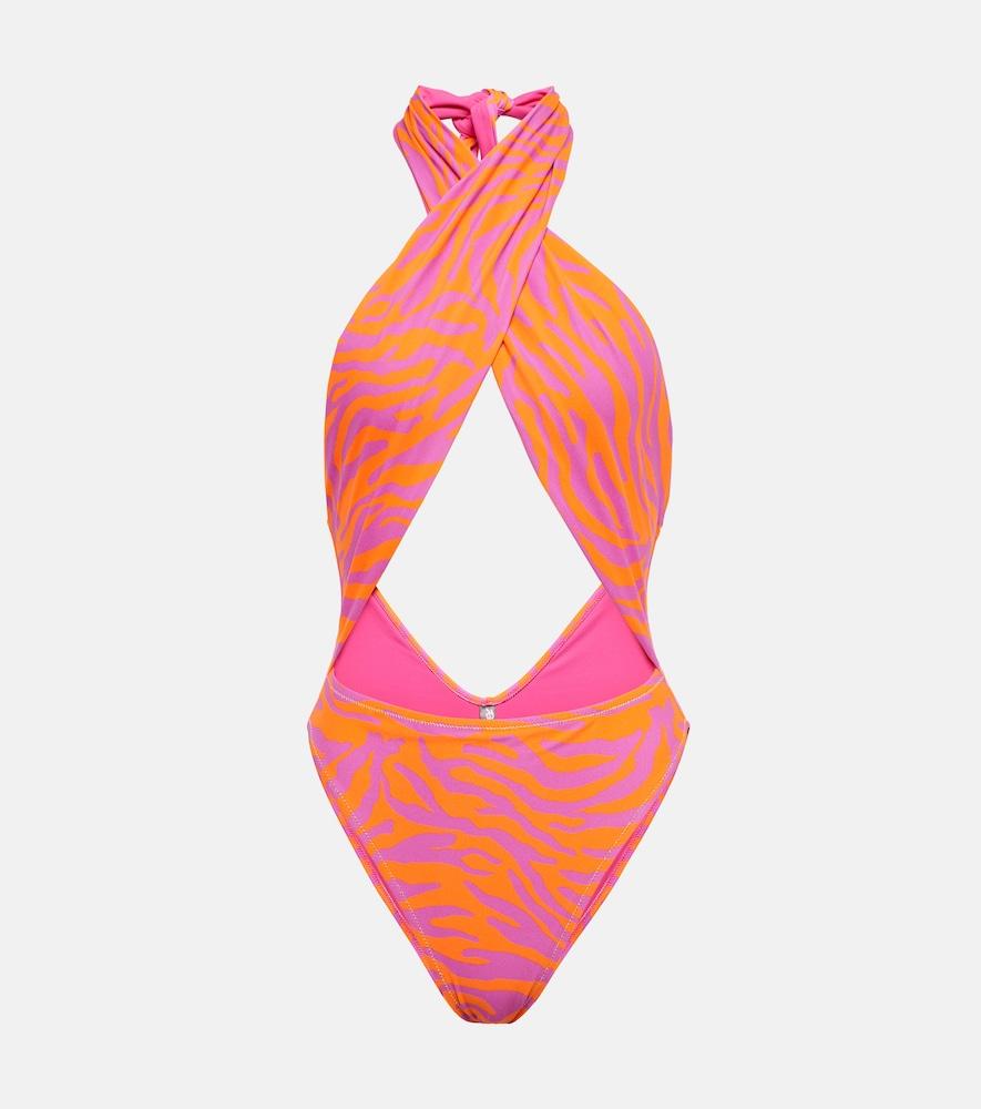 reina olga italian stallion zebra-print swimsuit