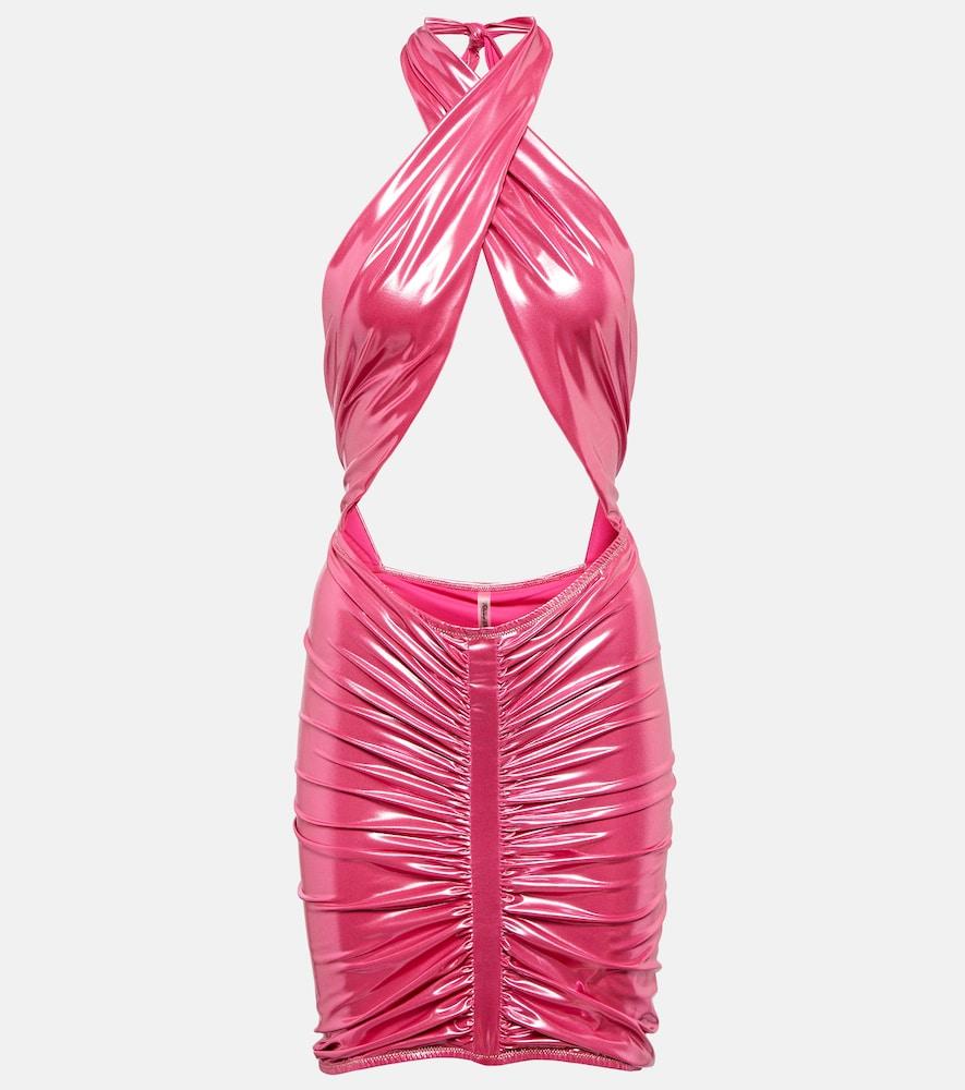 reina olga stallion cutout lamé minidress