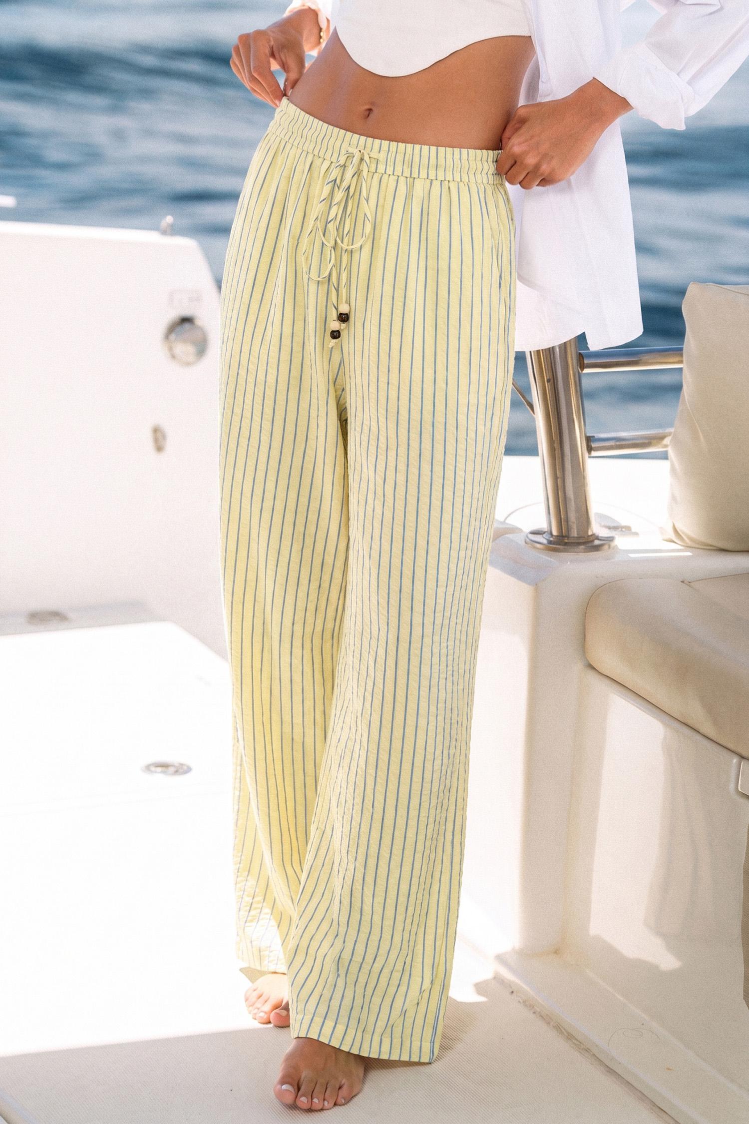 relaxation striped pants - l