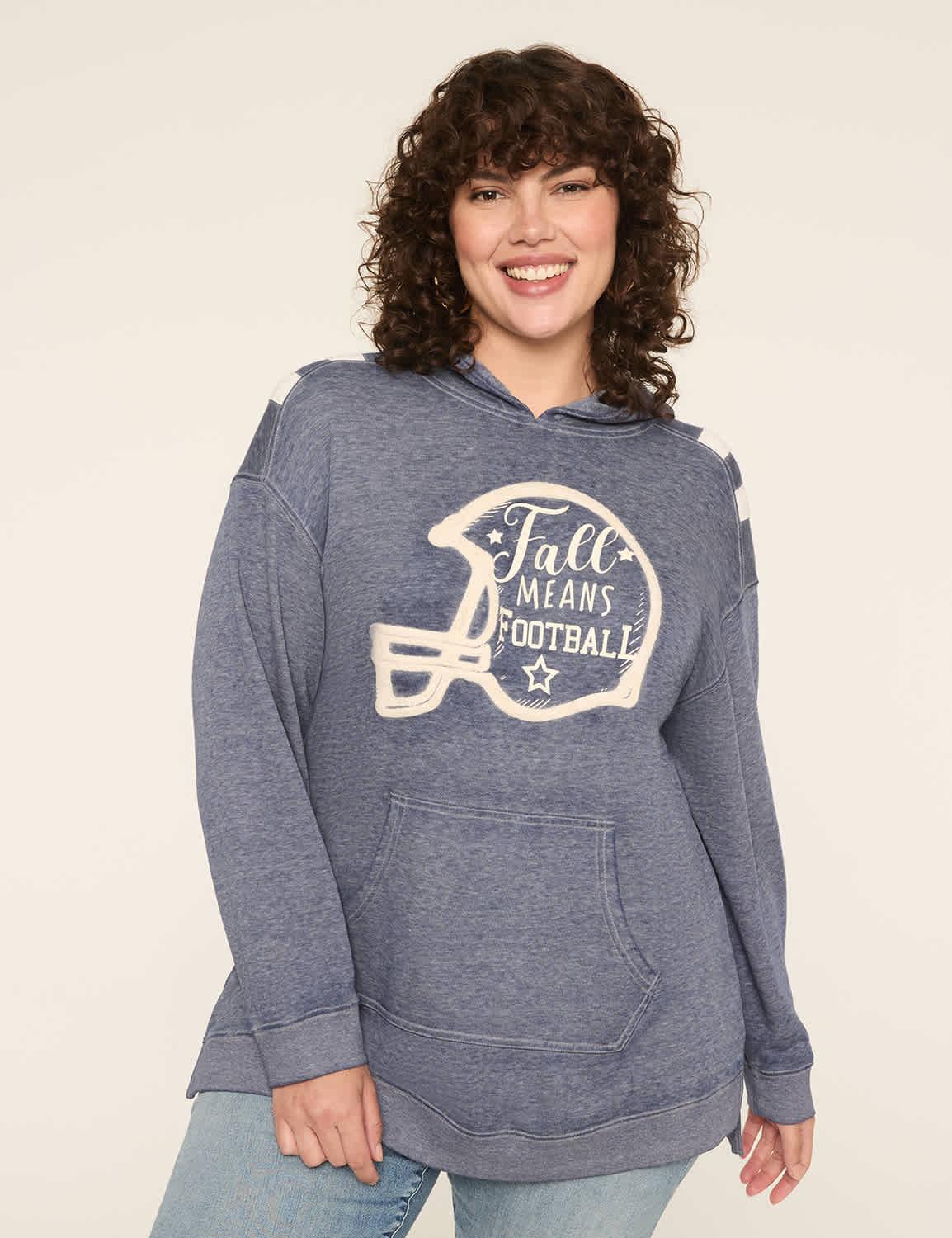 relaxed fall means football graphic hoodie