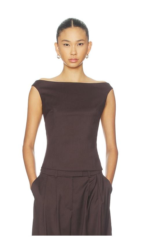 remain off shoulder suiting top in brown. - size 34 (also in 36, 38)